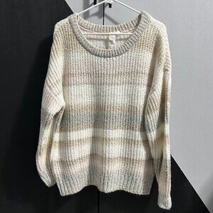 Ady P Striped Knit Sweater Scoop Neckline Women's Size L